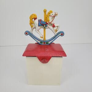 Vintage 90s Christmas ABC Cast Iron Horse Stocking Hanger